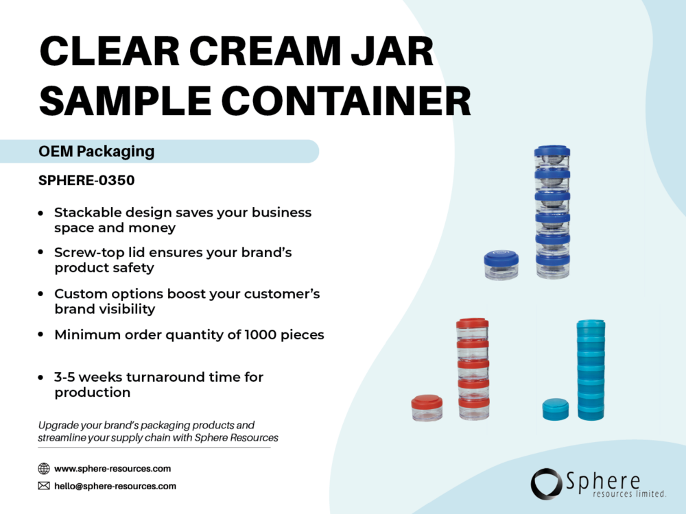 CLEAR CREAM JAR SAMPLE CONTAINER SOCIAL GRAPHIC