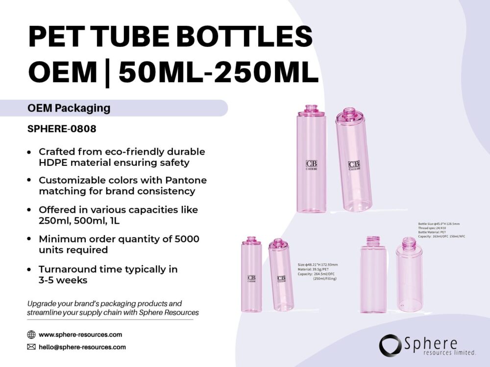 PET TUBE BOTTLES OEM 50ML-250ML Social Graphic