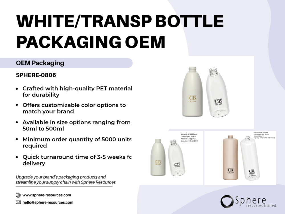 WHITE TRANSP BOTTLE PACKAGING OEM Social Graphic