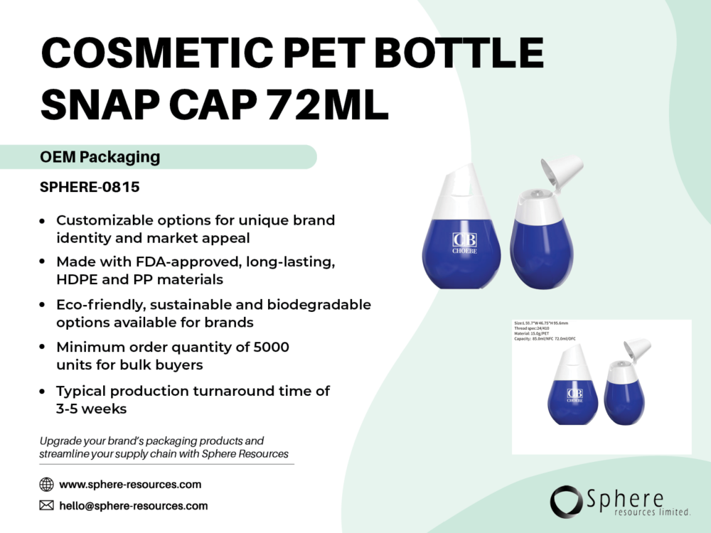 COSMETIC PET BOTTLE SNAP CAP 72ML Social Graphic