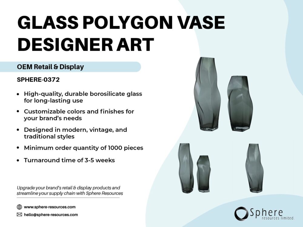 GLASS POLYGON VASE DESIGNER ART SOCIAL GRAPHIC