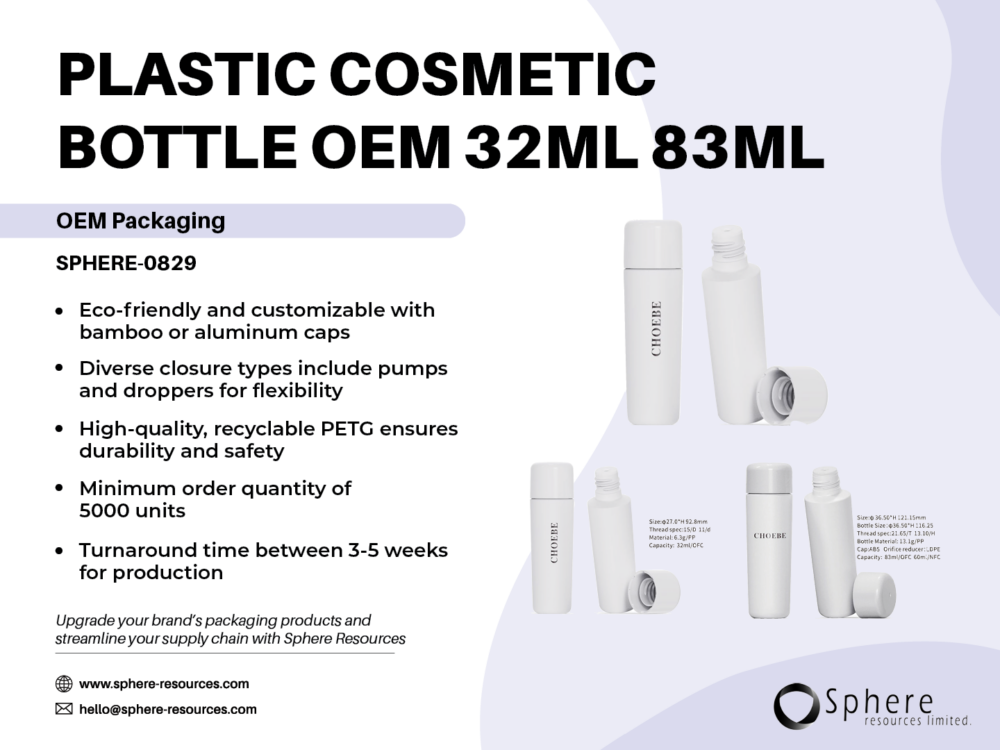 PLASTIC COSMETIC BOTTLE OEM 32ML 83ML Social Graphic