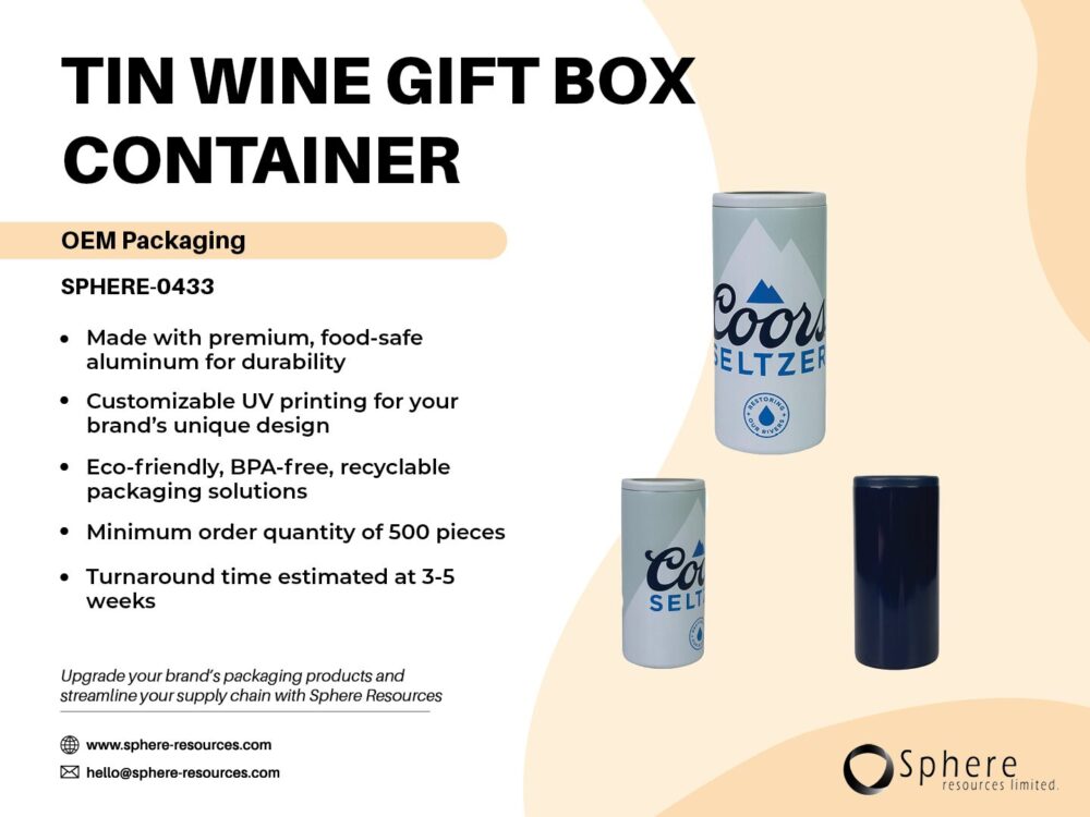 TIN WINE GIFT BOX CONTAINER SOCIAL GRAPHIC