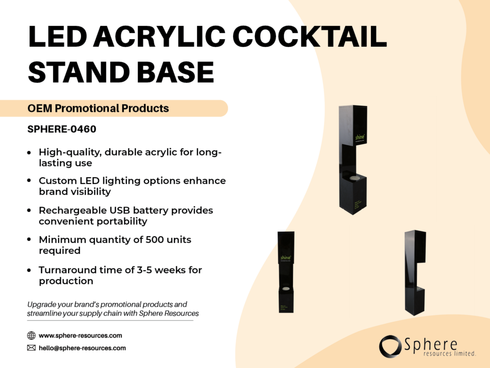 LED ACRYLIC COCKTAIL STAND BASE SOCIAL GRAPHIC