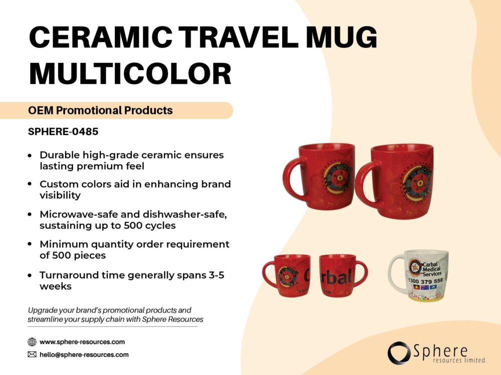 CERAMIC TRAVEL MUG MULTICOLOR SOCIAL GRAPHIC