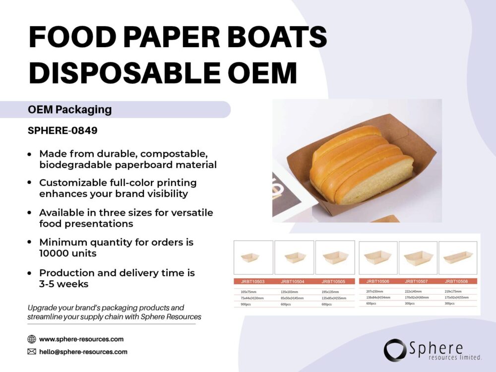 FOOD PAPER BOATS DISPOSABLE OEM Social Graphic