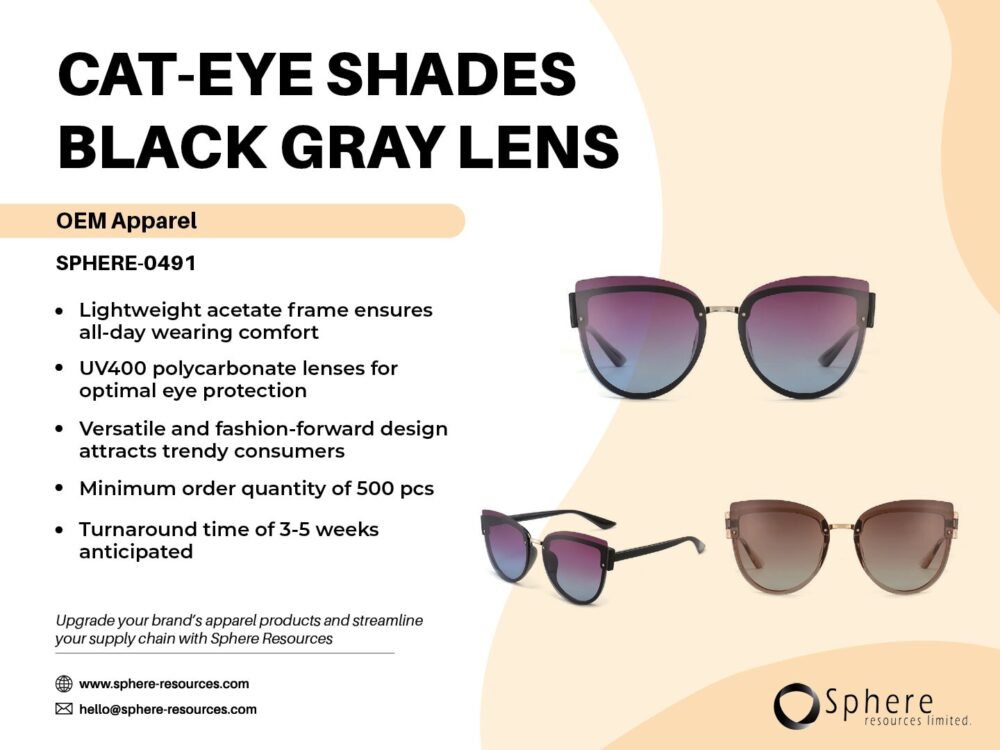 CAT-EYE SHADES BLACK GRAY LENS SOCIAL GRAPHIC