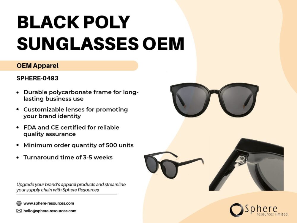 BLACK POLY SUNGLASSES OEM SOCIAL GRAPHIC