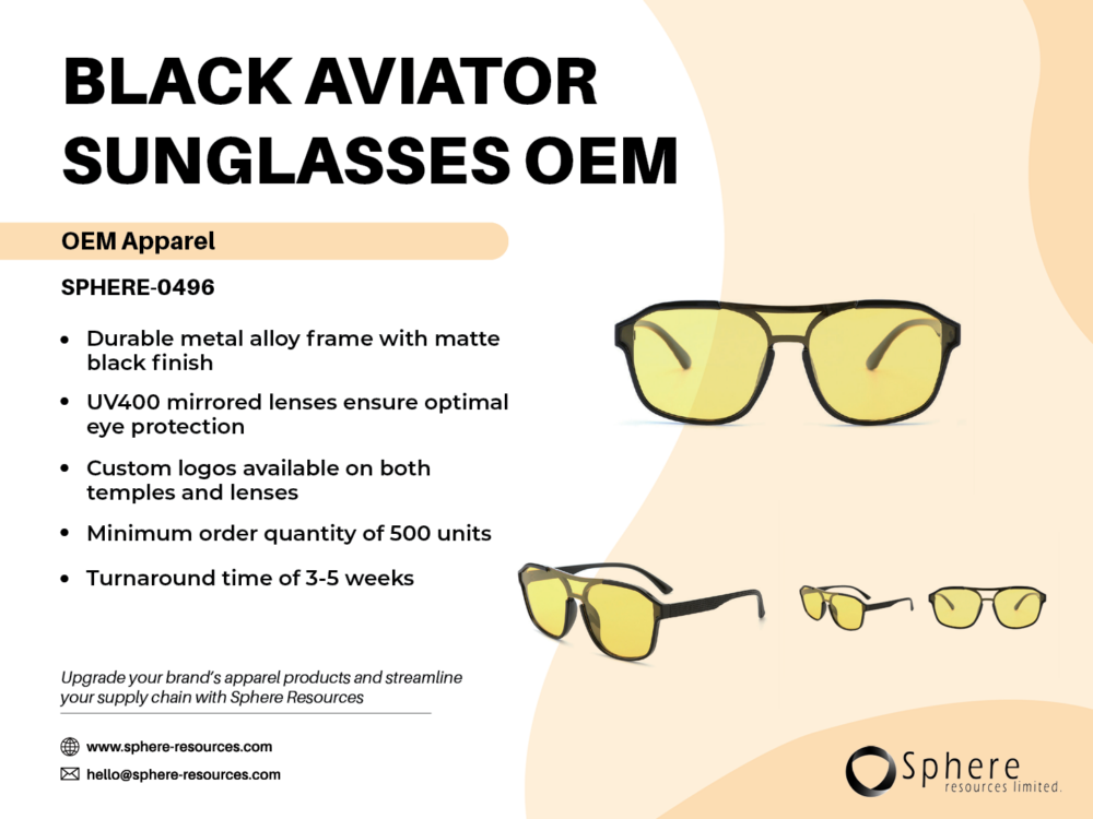 BLACK AVIATOR SUNGLASSES OEM SOCIAL GRAPHIC