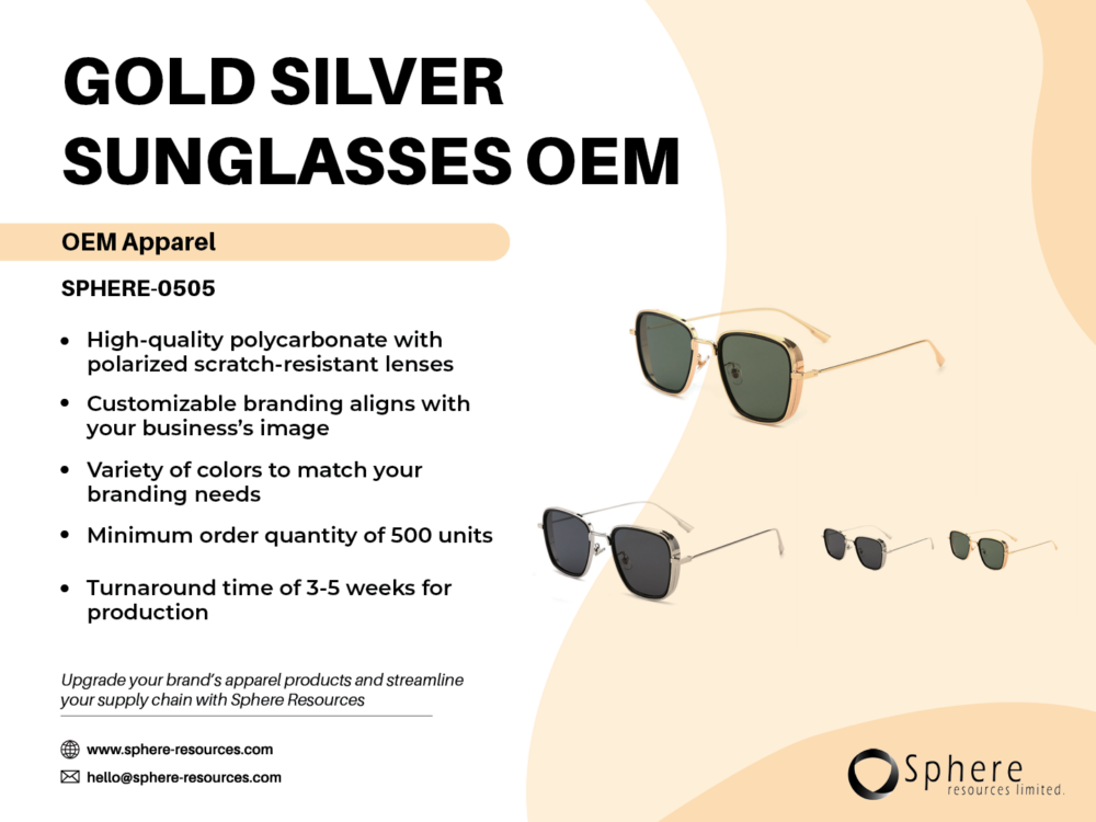 GOLD SILVER SUNGLASSES OEM SOCIAL GRAPHIC