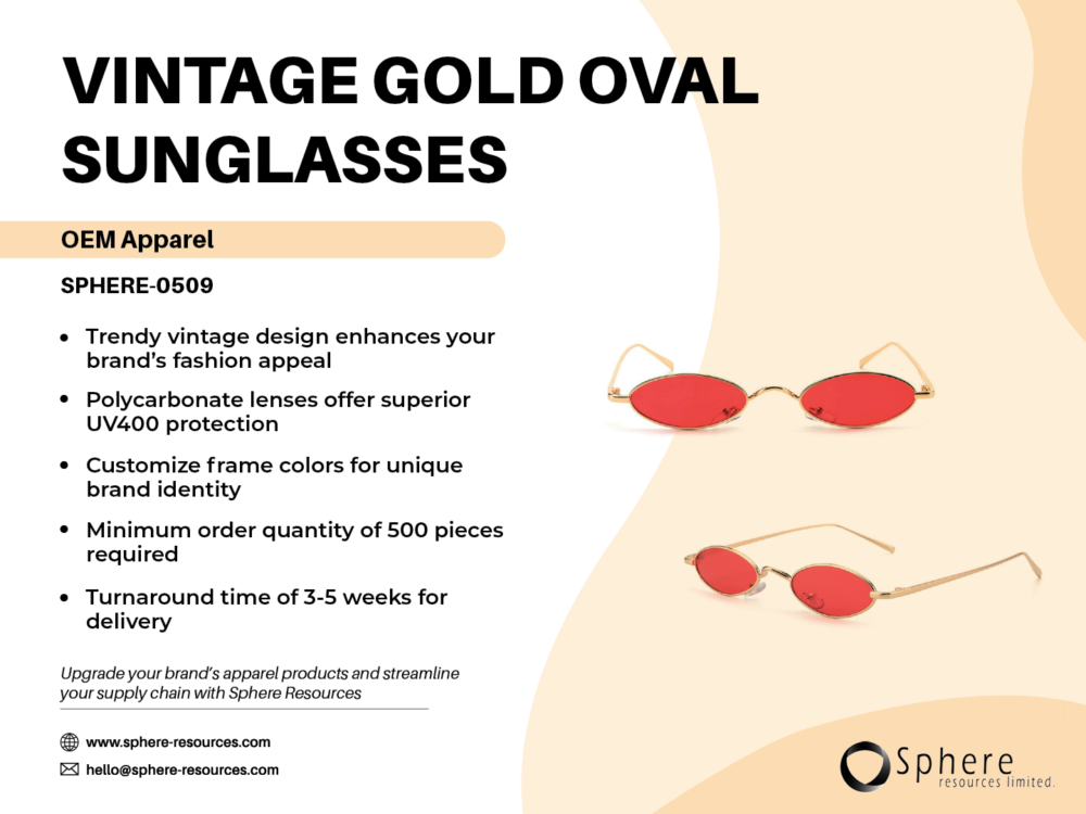 VINTAGE GOLD OVAL SUNGLASSES SOCIAL GRAPHIC