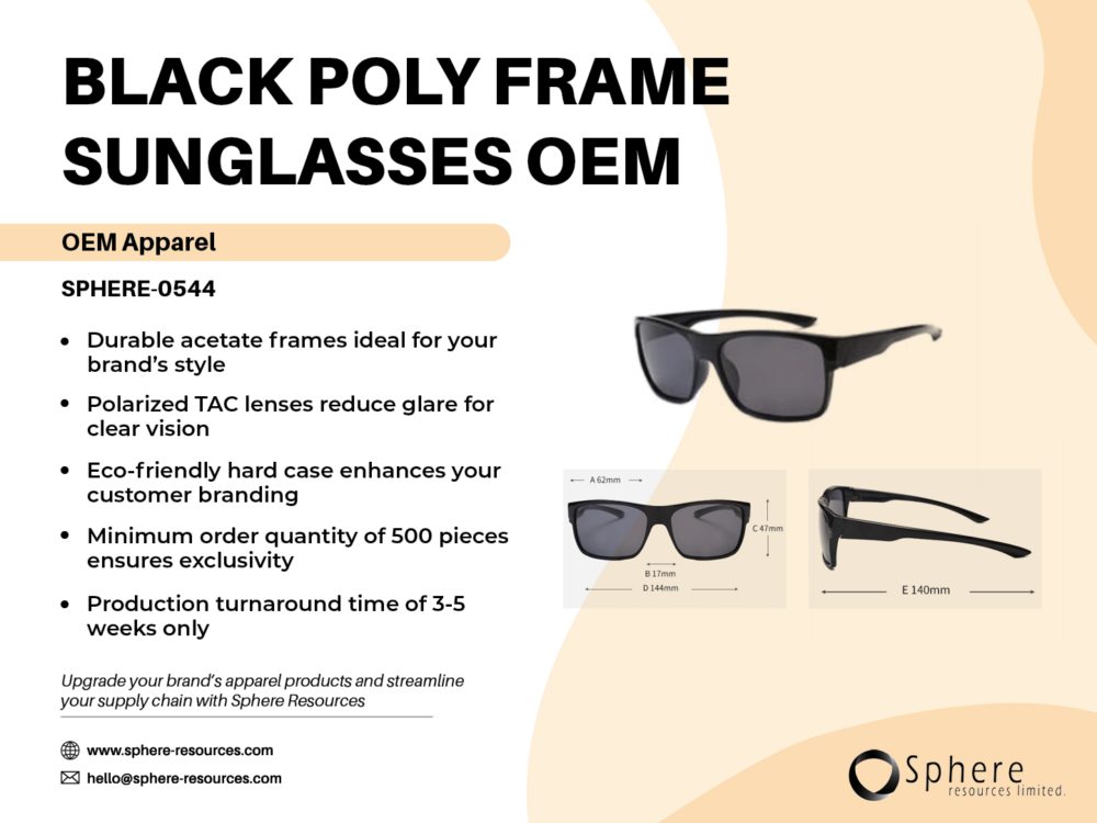BLACK POLY FRAME SUNGLASSES 0EM SOCIAL GRAPHIC