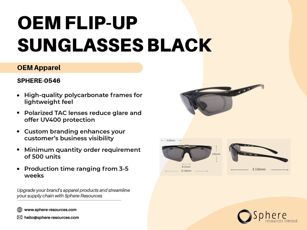 OEM FLIP-UP SUNGLASSES BLACK SOCIAL GRAPHIC