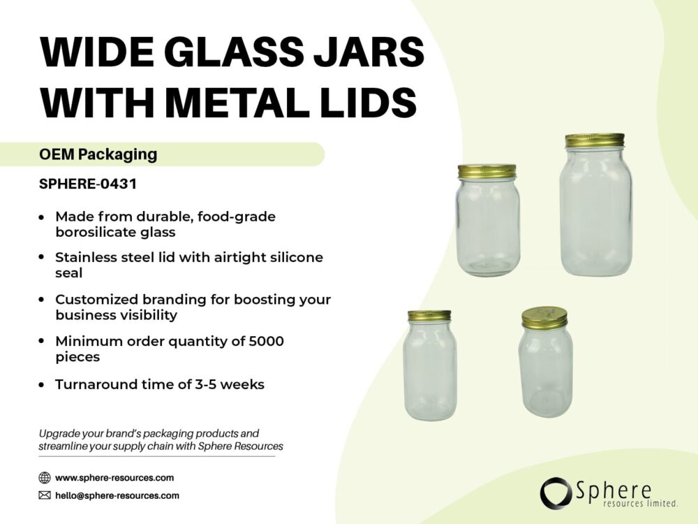 WIDE GLASS JARS WITH METAL LIDS social graphic