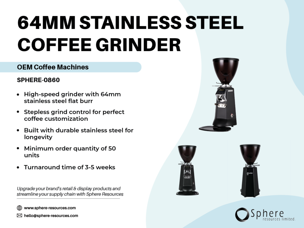64MM STAINLESS STEEL COFFEE GRINDER Social Graphic