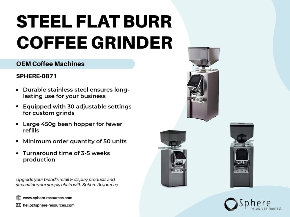 STEEL FLAT BURR COFFEE GRINDER Social Graphic