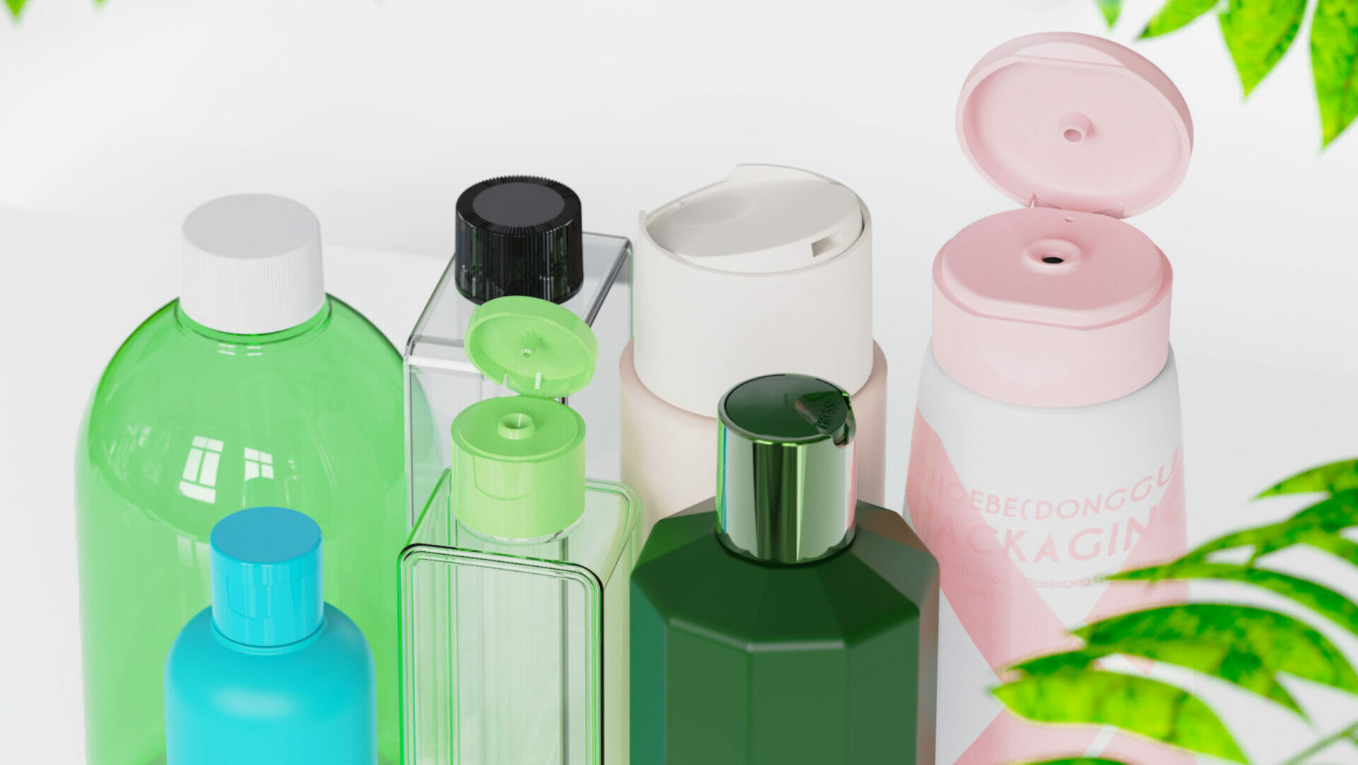 Various bottles with custom bottle caps