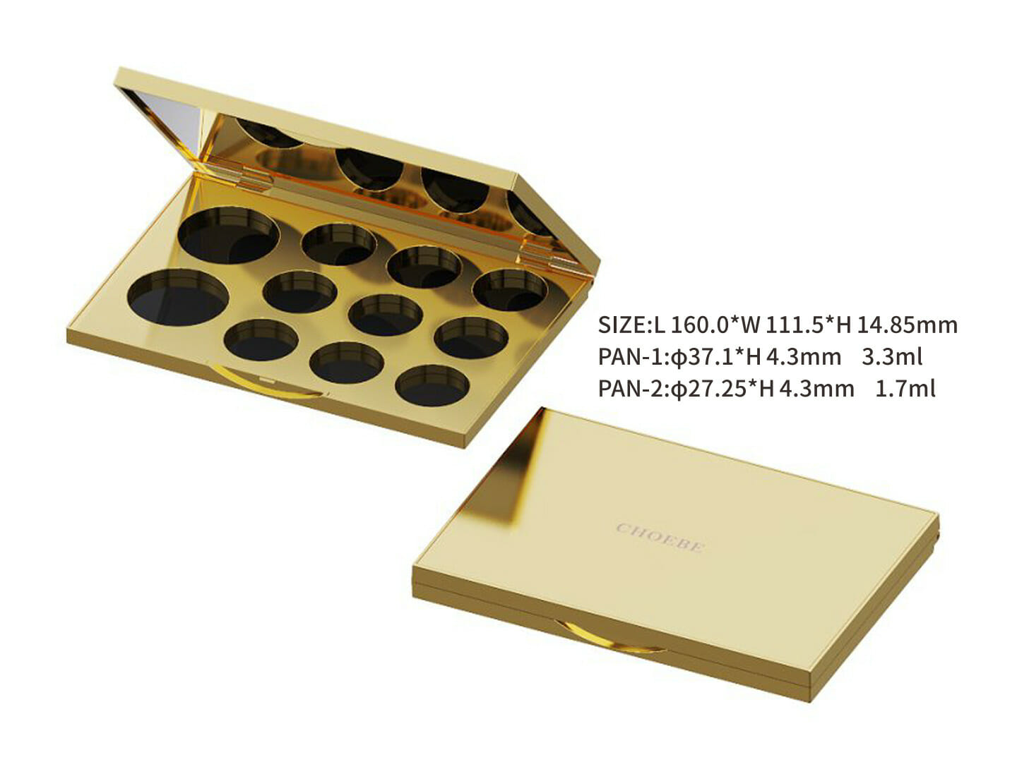 Rectangular Color Eyeshadow Palette Case OEM Packaging | Large Grid