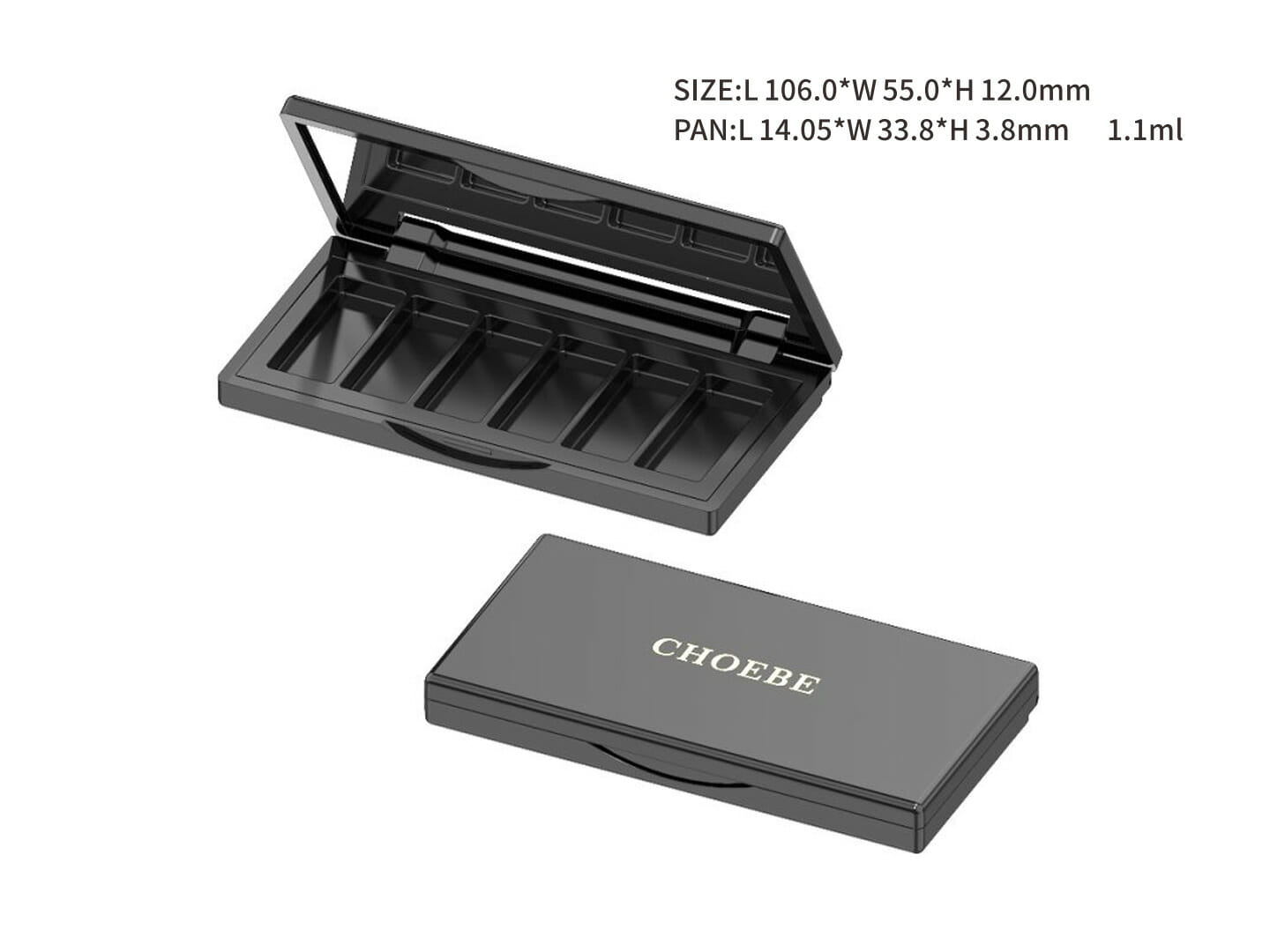 Rectangular Color Eyeshadow Palette Case OEM Packaging