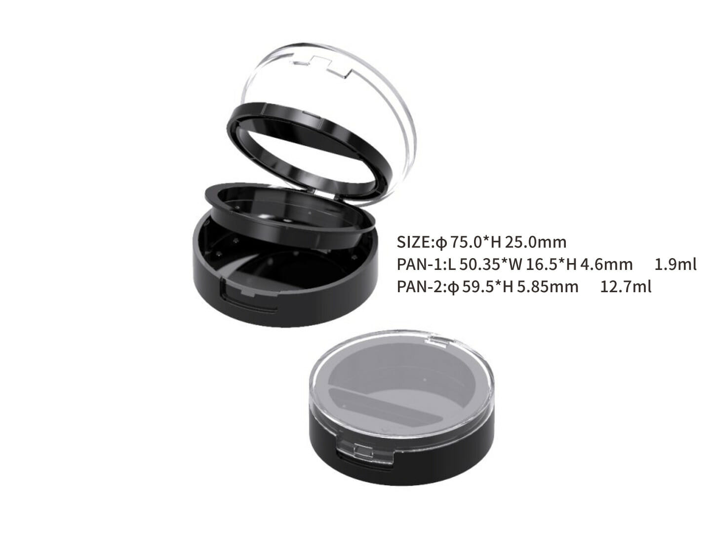 Compact Powder Case OEM Packaging | Transparent Cap