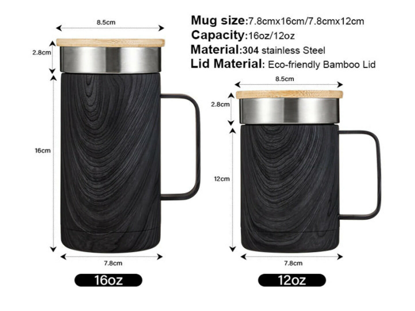 Stainless Steel Travel Mug with Handle