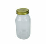 clear glass with gold lid