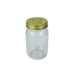 clear glass with gold lid