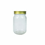clear glass with gold lid