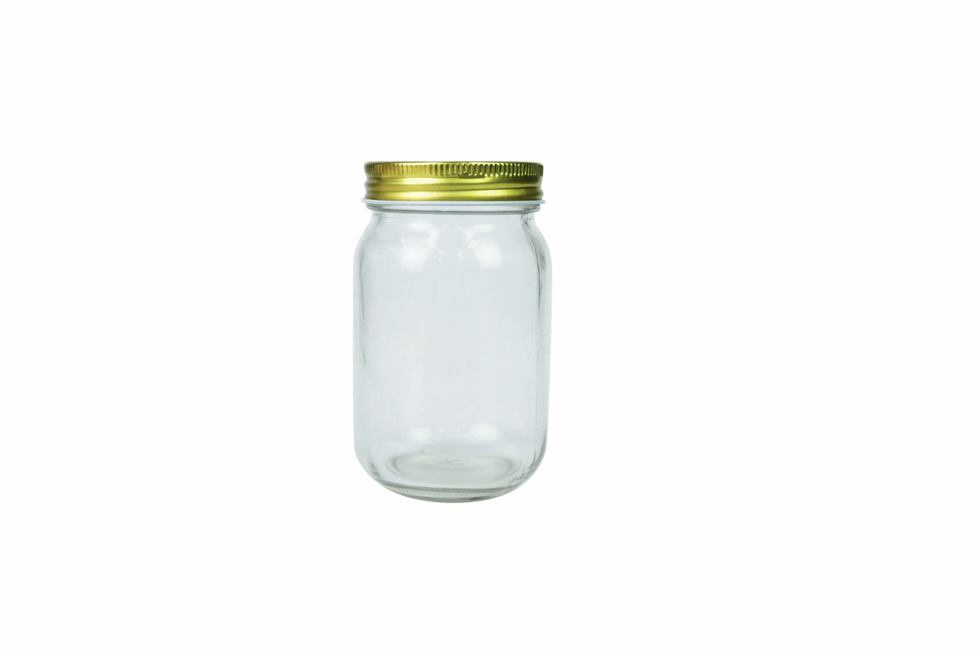clear glass with gold lid