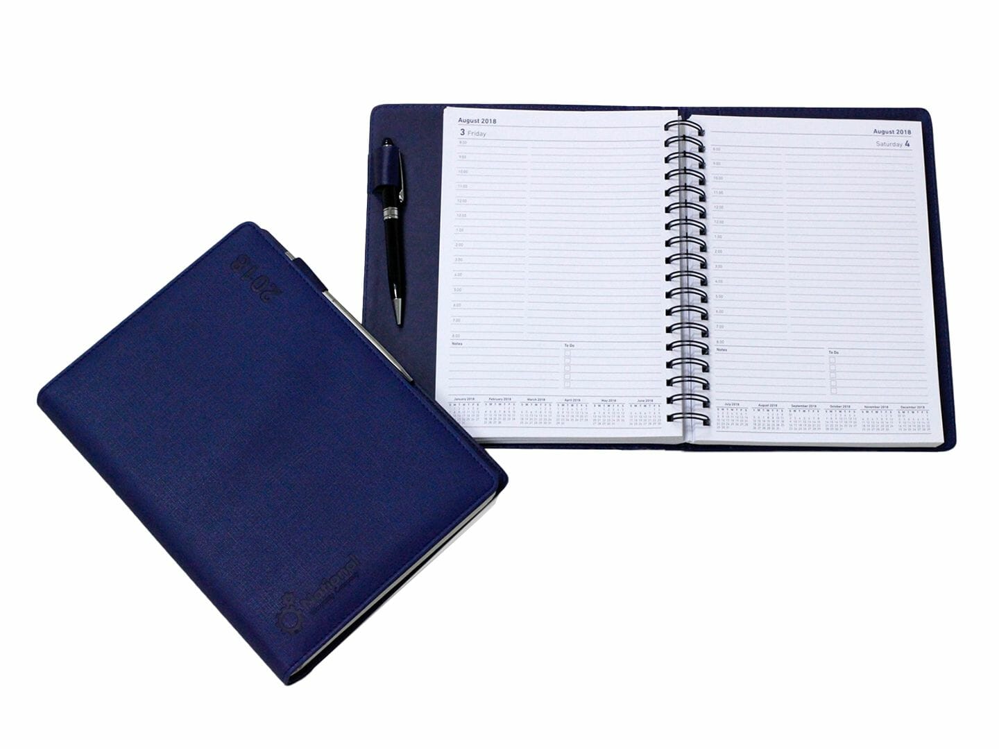 notebook and pens
