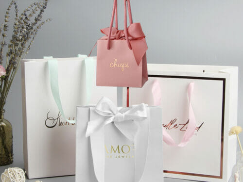 Custom Logo Luxury Fashion Shopping Retail Paper Bag With Ribbon Handle (3)