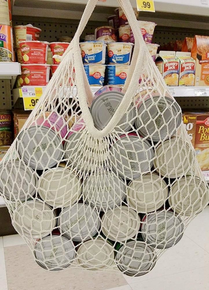 Cotton Net Mesh Shopping Tote Washable and Reusable Bags 3 Pack (3)