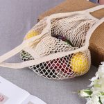 Cotton Net Mesh Shopping Tote Washable and Reusable Bags 3 Pack (3)