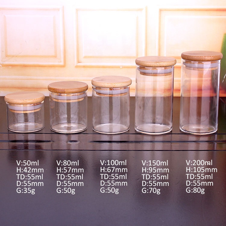 Clear Round Borosilicate Glass Jar with Bamboo Lid (4)