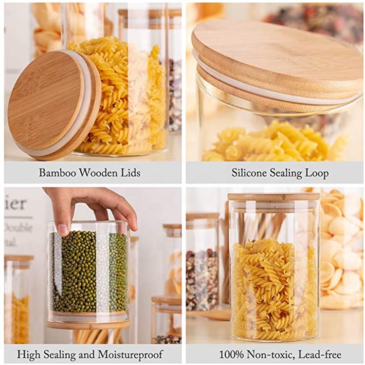 Clear Round Borosilicate Glass Jar with Bamboo Lid (4)