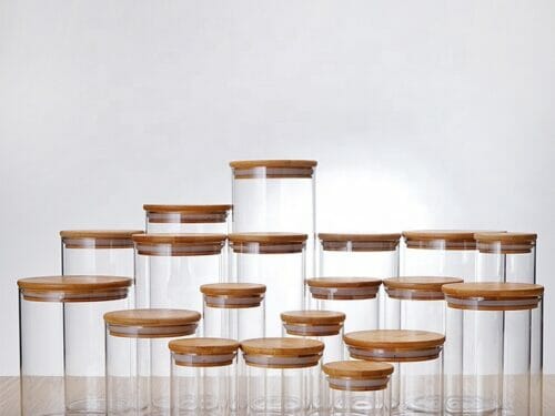 Clear Round Borosilicate Glass Jar with Bamboo Lid (4)