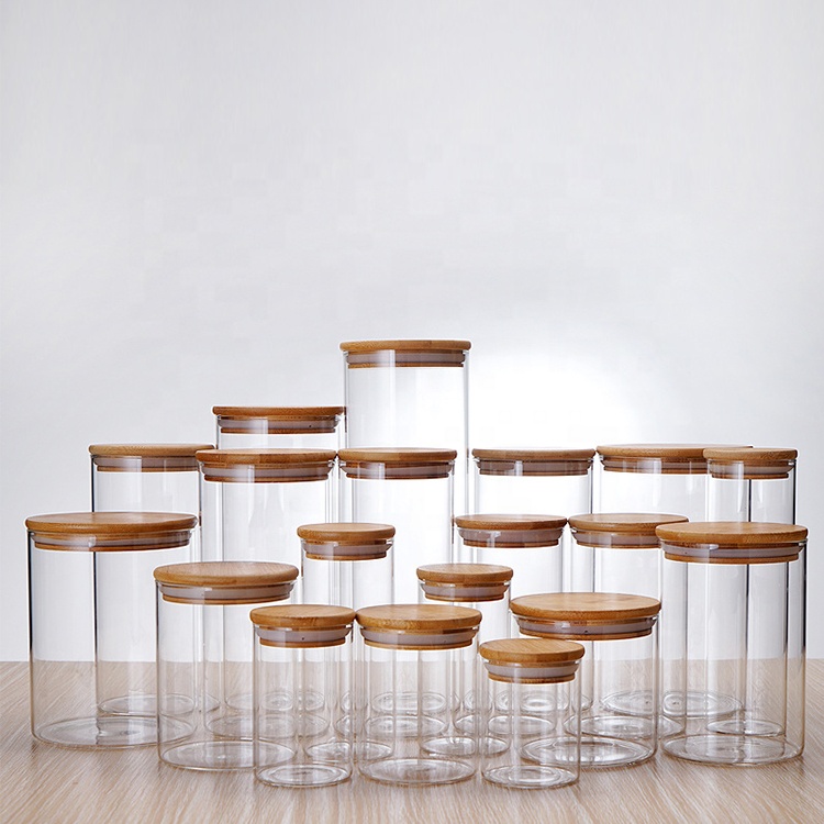 Clear Round Borosilicate Glass Jar with Bamboo Lid (4)