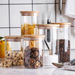 Clear Round Borosilicate Glass Jar with Bamboo Lid (4)