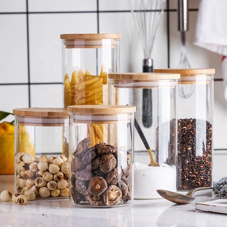 Clear Round Borosilicate Glass Jar with Bamboo Lid (4)
