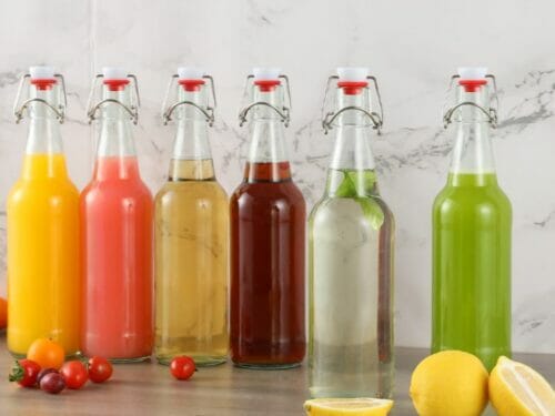 glass bottle with swing top