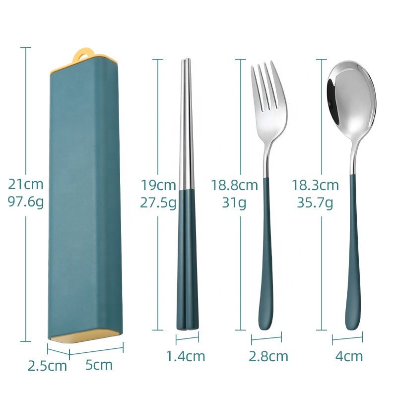 travel silverware set with case