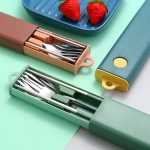 travel silverware set with case