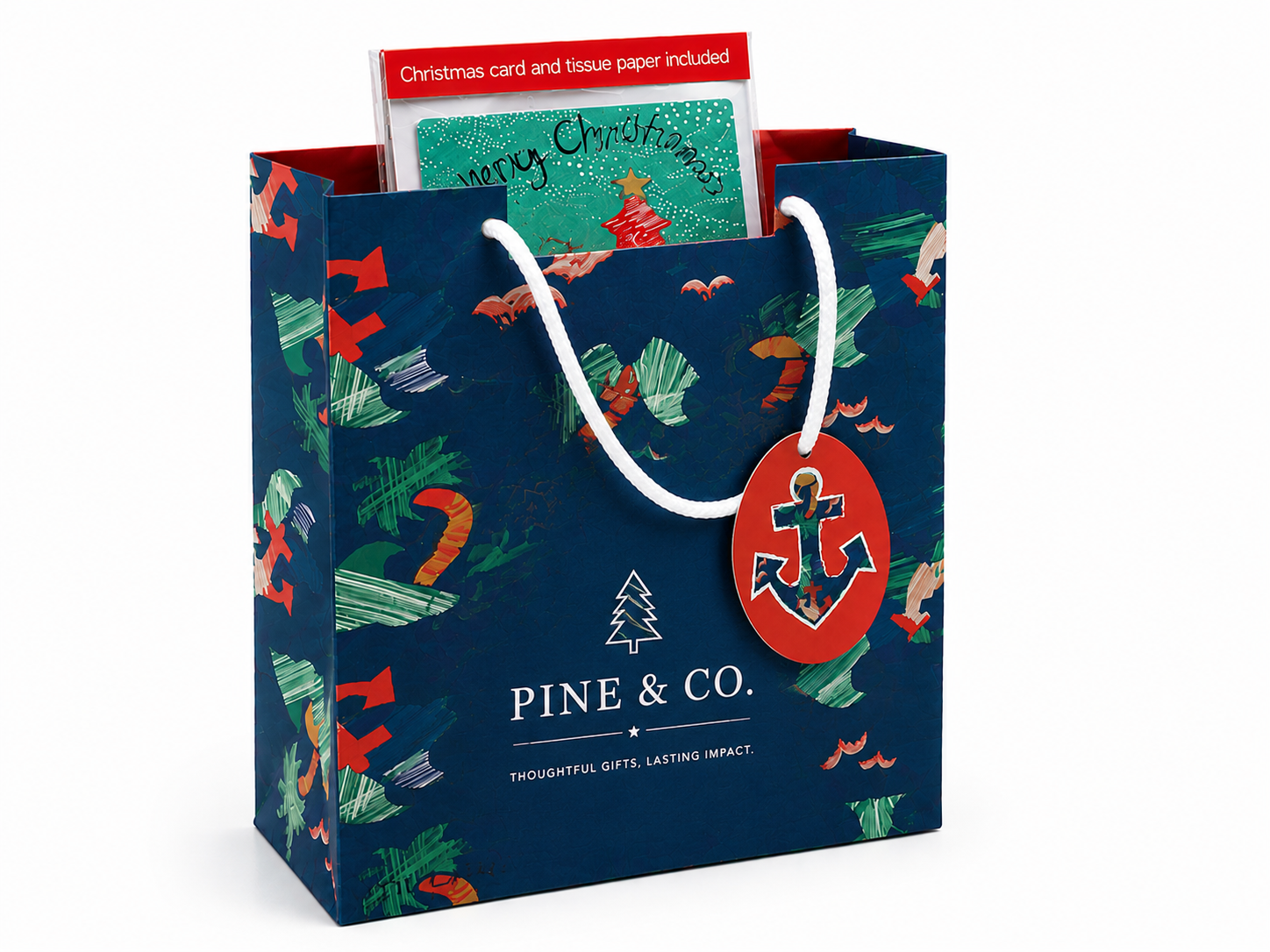 Christmas Gift Paper Bag with Tag and Card