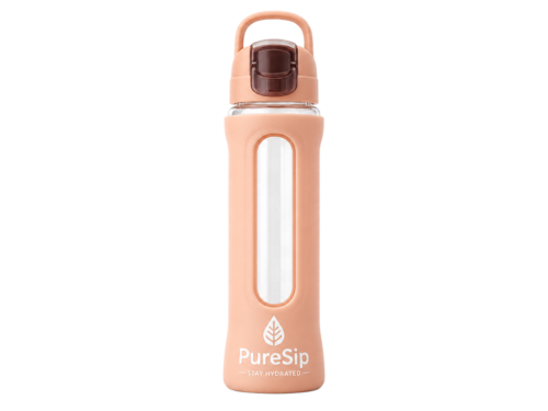 Custom 600ml Glass Water Bottle with Sleeve