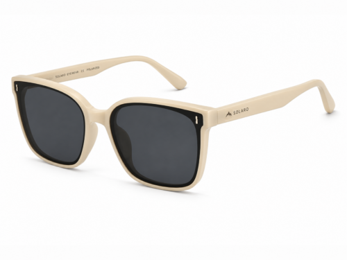 Custom Oversized Beige Sunglasses with Black Lenses