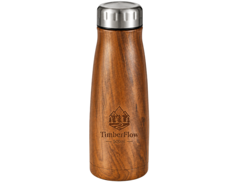 Custom 500ml Wood Finish Stainless Steel Water Bottle