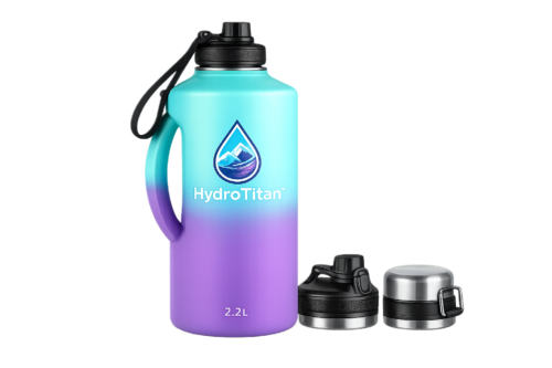 Custom 2.2L Stainless Steel Water Bottle with Interchangeable Lids