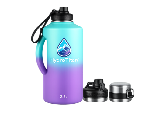 Custom 2.2L Stainless Steel Water Bottle with Interchangeable Lids
