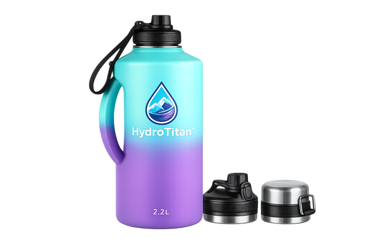 Custom 2.2L Stainless Steel Water Bottle with Interchangeable Lids