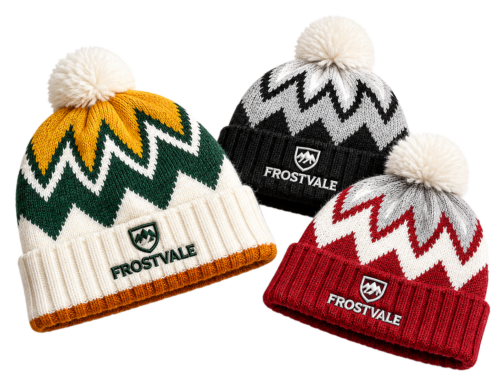 Custom Acrylic Knit Beanie with Pom Pom and 3D Embroidery